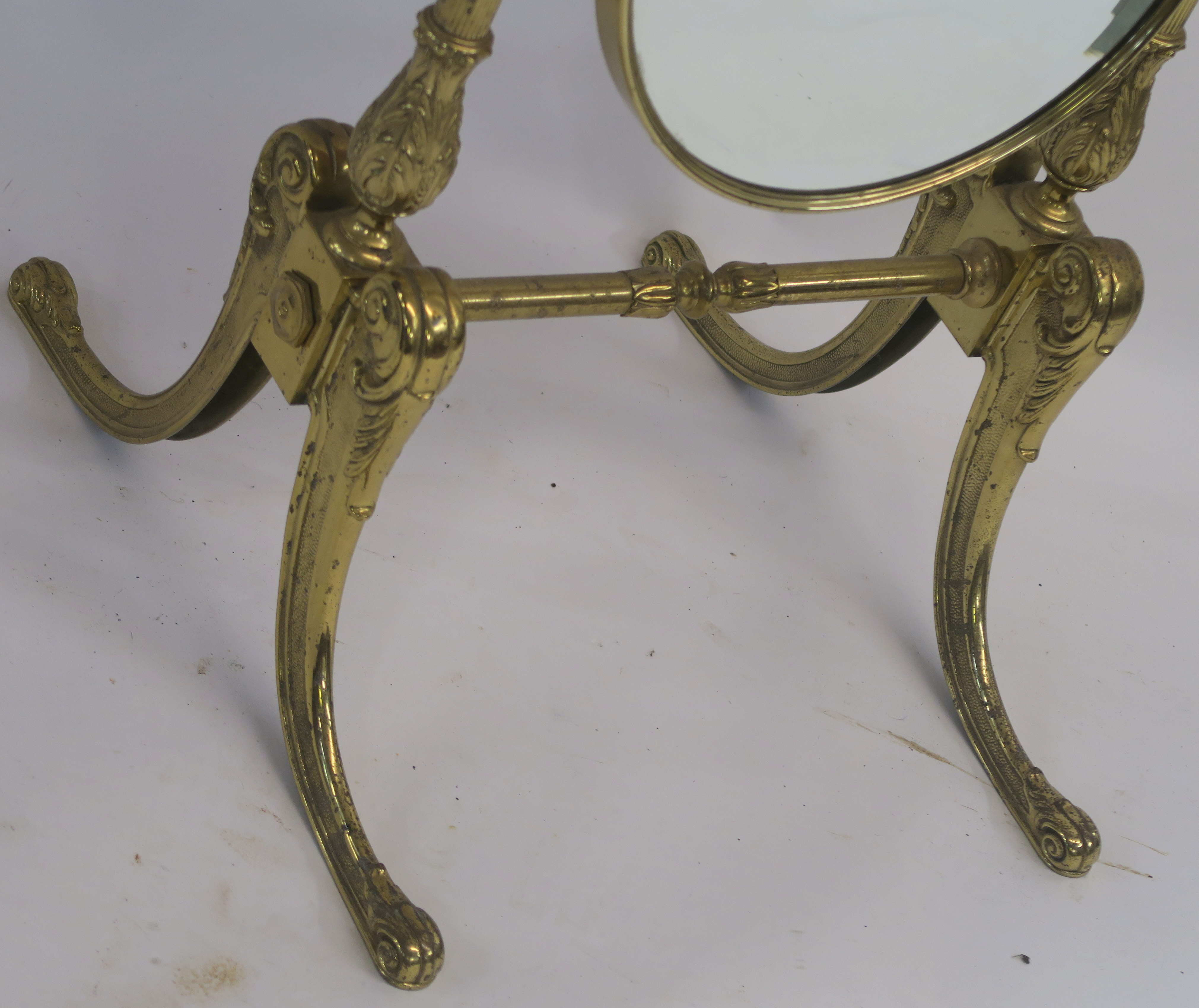 A brass cheval mirror, 153cm high Condition Report: Available upon request - Image 3 of 3