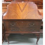 A mahogany bureau with two drawers on cabriole legs, 100cm high x 75cm wide x 45cm deep Condition