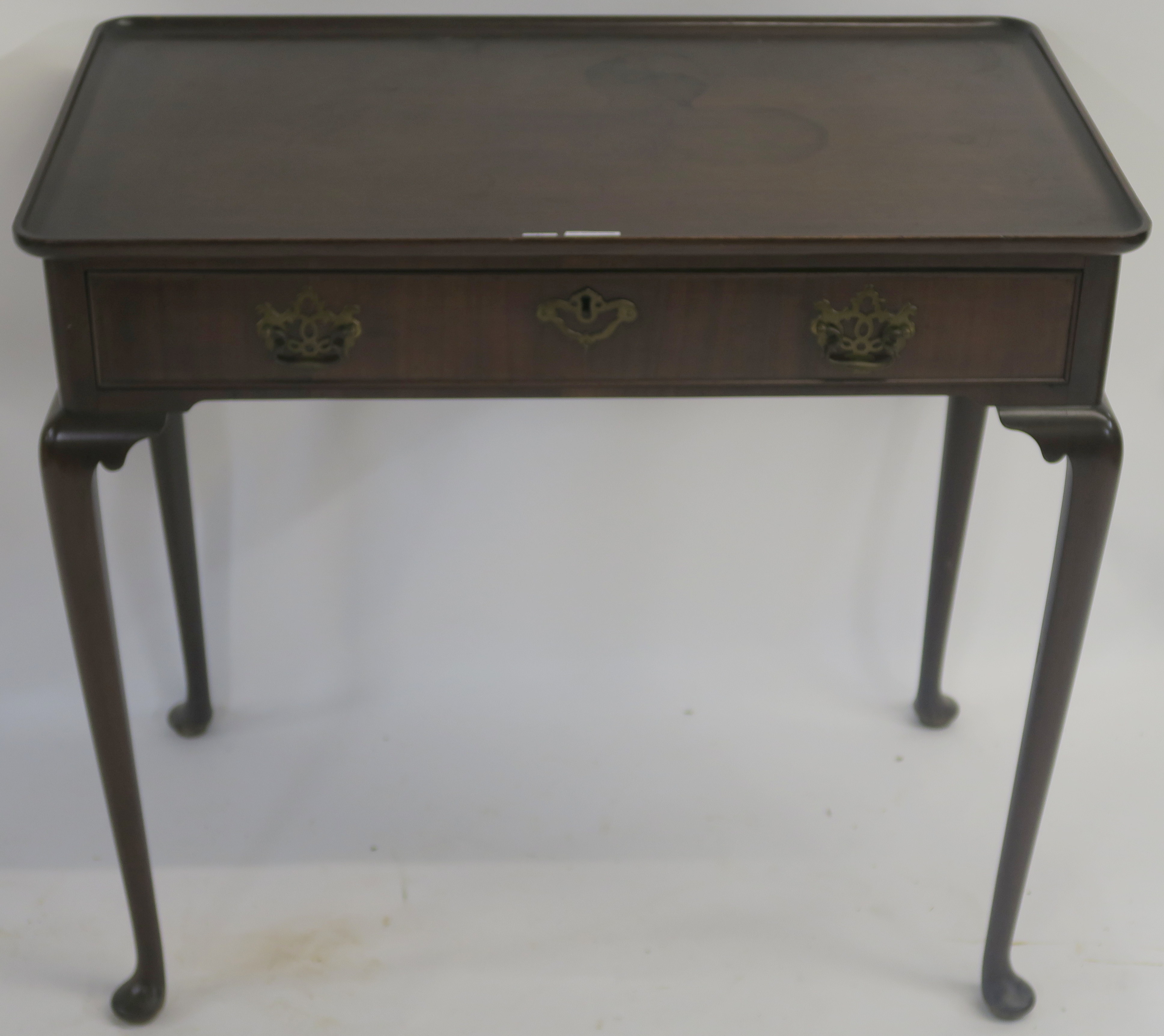 A mahogany silver table with single drawer, 72cm high x 80cm wide x 49cm deep Condition Report: