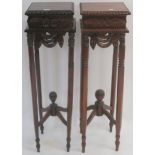 A pair of carved reproduction plant stands, 108cm high x 32cm wide x 32cm deep (2) Condition Report: