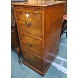 A yew wood three drawer filing cabinet, 112cm high x 50cm wide x 67cm deep Condition Report: