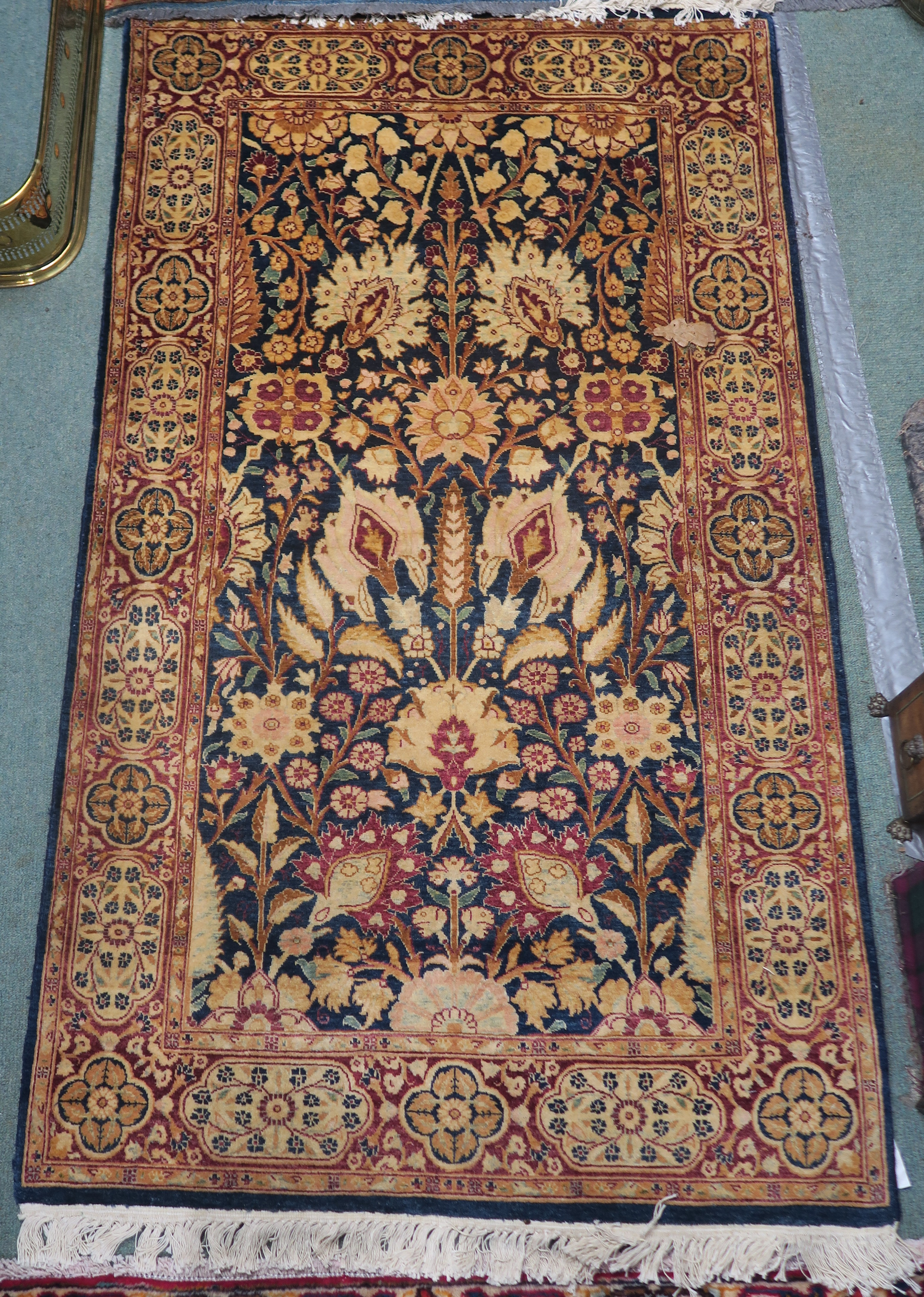 A blue ground Pakistan Fine Garous rug with floral design, 160cm x 93cm Condition Report: