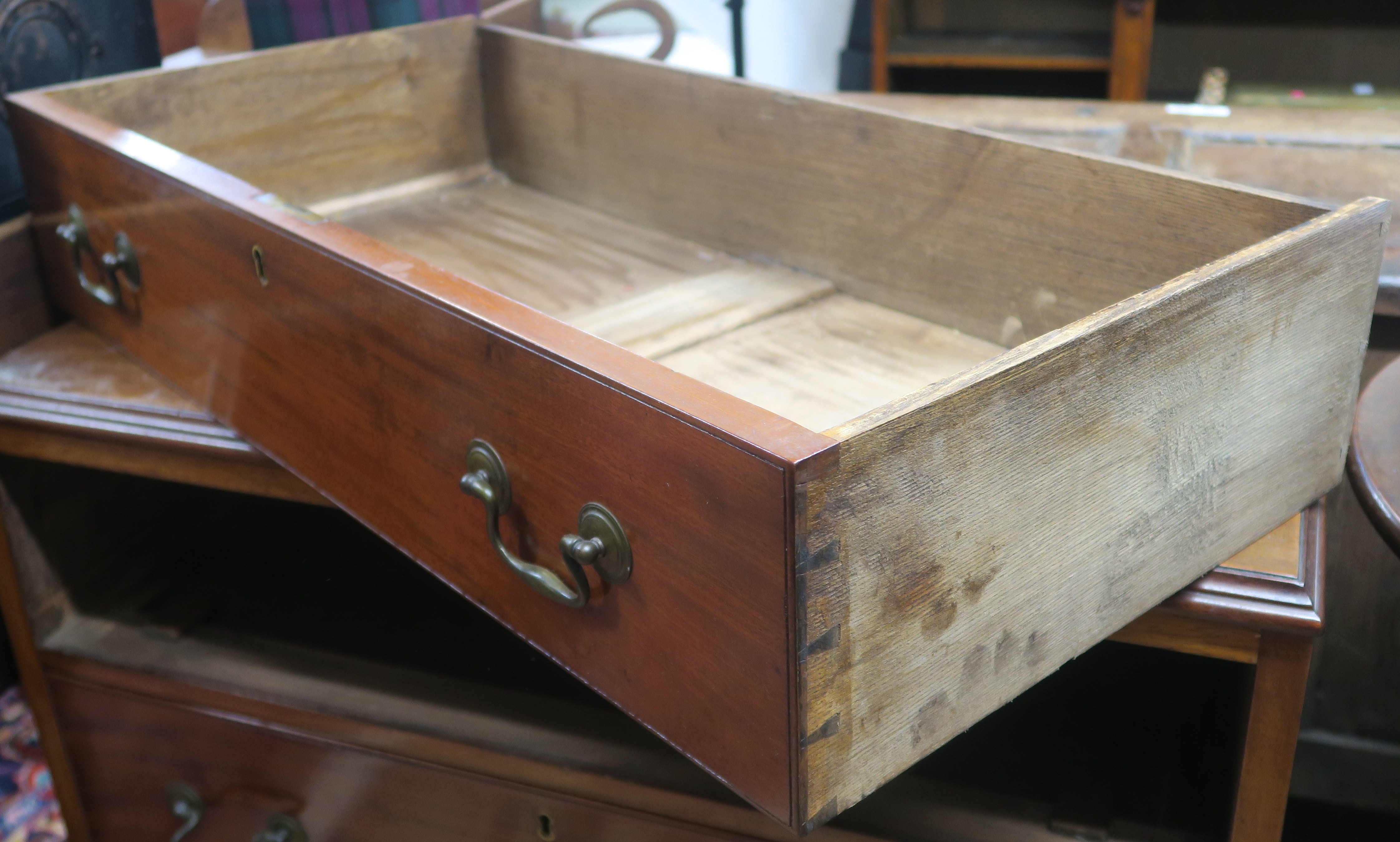 A mahogany three drawer chest on bracket feet, 79cm high x 82cm wide x 41cm deep Condition Report: - Image 3 of 4