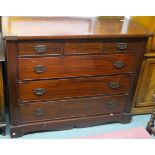 A Victorian mahogany three over three chest of drawers, 101cm high x 130cm wide x 56cm deep