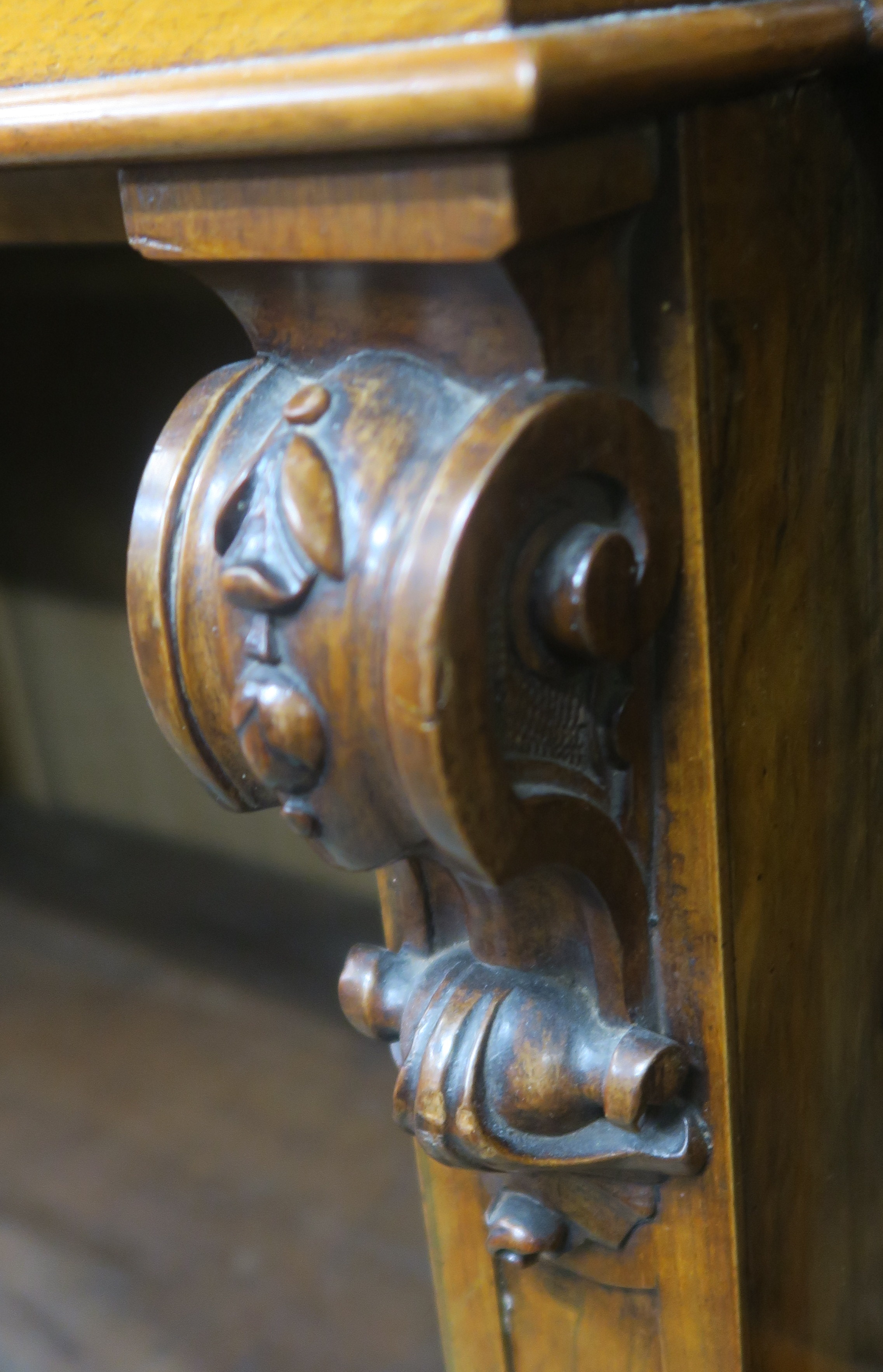A Victorian walnut open break front bookcase, 94cm high x 153cm wide x 38cm deep Condition Report: - Image 2 of 2