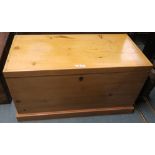 A Victorian pine blanket chest. 54cm high, 102cm wide and 52cm deep Condition Report: Available upon