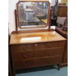 A 20th century mahogany two over two dressing chest, 152cm high, 109cm wide and 54cm deep