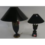 A cast metal on slate base table lamp and an ebonised "Villa Garnelo" table lamp (2) Condition