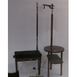 A lot comprising 20th century two tier table standard lamp, a chrome standard lamp and an