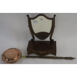 A Victorian mahogany dressing mirror and a copper bed warmer (2) Condition Report: Available upon