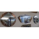 Three art deco frameless wall mirrors (3) Condition Report: