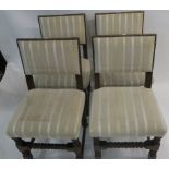 A lot of four early 20th century oak framed upholstered dining chairs (4) Condition Report: