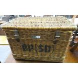 A large wicker hamper with hinged top Condition Report: Available upon request