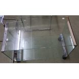 A Gallotti & Radice Italian glass table with chromed ends, 49cm high, 80cm wide and 40cm deep