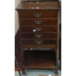 A Victorian mahogany five drawer music cabinet. 95cm high, 52cm wide and 39cm deep. Condition