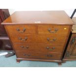 An Early 20th century mahogany two over three chest of drawers with brass handles, 92cm high, 96cm