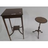 A lot comprising of two mahogany occasional tables and a mahogany wine table (3) Condition Report: