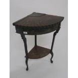 A 20th century oriental style painted occasional table with hinged top in the form of a folding fan,