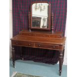 Victorian mahogany dressing table on turned supports 156cm high x 123cm wide x 53cm deep Condition