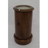 A Victorian mahogany cylindrical bedside cabinet with marble inset top 73cm high, Piano stool with
