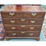 A 19th century mahogany two over three chest of drawers on bracket feet, 86cm high x 95cm wide x