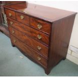 A Victorian mahogany and checker line inlay three over three chest of drawers, 92cm high x 117cm