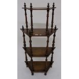 Victorian rosewood four tier what-not with turned supports 134cm high x 67cm wide x 27cm deep