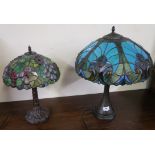 Two contemporary table lamps with Tiffany shades (2) Condition Report: Available upon request