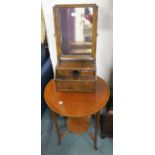 A 19th century mahogany three drawer toilet mirror and an Edwardian two tier circular occasional