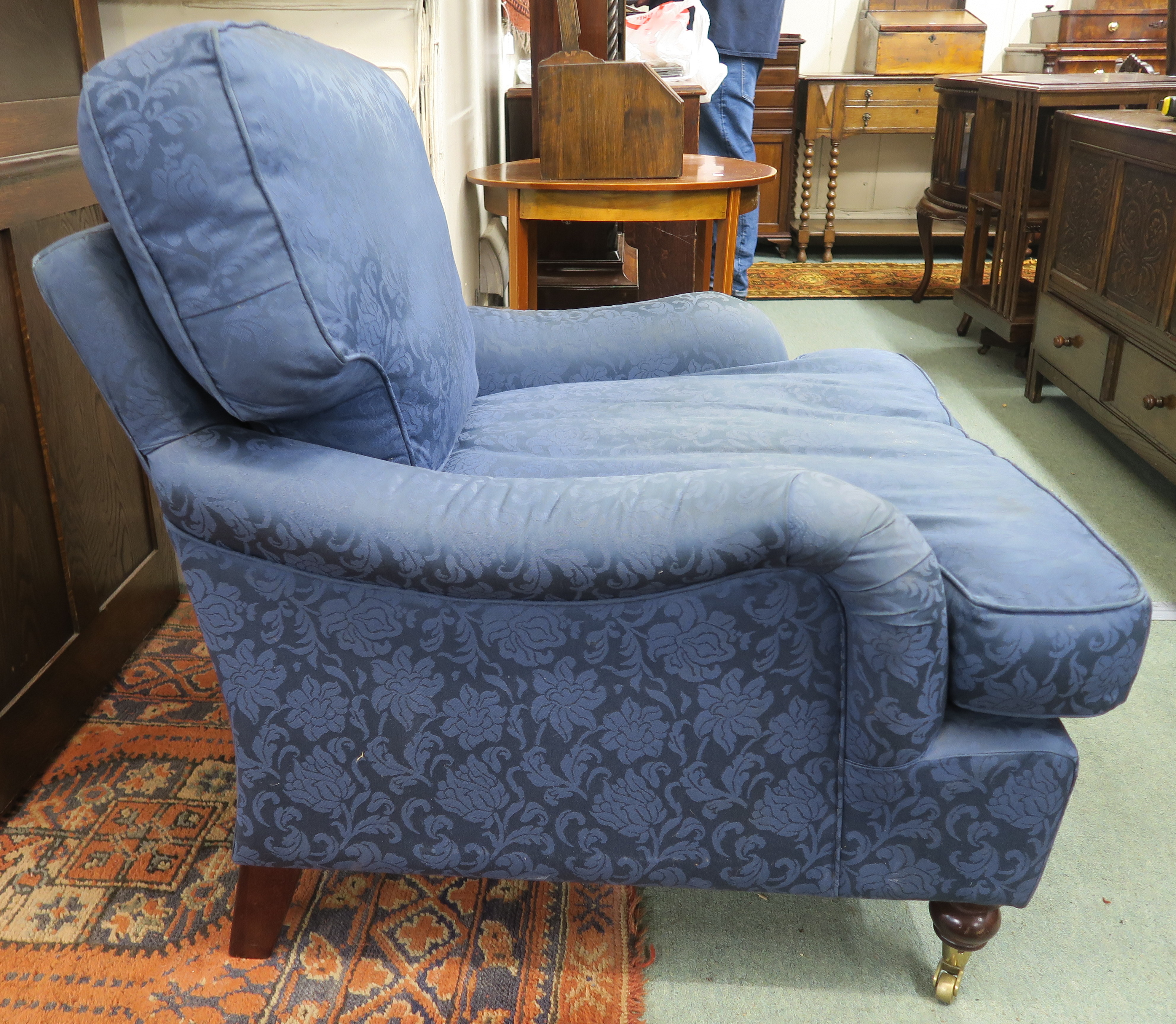 Two 20th century blue upholstered armchairs (2) Condition Report: Available upon request - Image 5 of 5