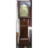 A 19th century brass faced mahogany cased grandfather clock with subsidiary dial signed "Jas Mc