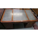 20th century mahogany pedestal desk, 77cm high x 169cm wide x 102cm deep Condition Report: Available