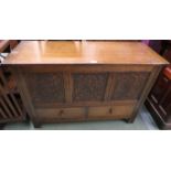 A 20th oak two drawer blanket chest, 73cm high x 113cm wide x 43cm deep Condition Report: