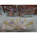 Four leaded stained glass panels depicting birds, each panel 39cm high x 42cm wide Condition Report: