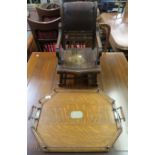 A Victorian beech children's chair and an oak butlers tray (2) Condition Report: Available upon