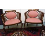A pair of Edwardian mahogany framed tub chairs (2) Condition Report: Available upon request