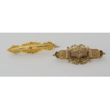 A 15ct gold diamond brooch weight 3.1gms, together with a 9ct locket back diamond set brooch