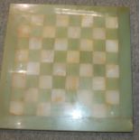 An onyx chess board, chess pieces etc (af) Condition Report: Available upon request
