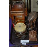 A tray lot including smokers cabinet, carved figure head etc Condition Report: Available upon