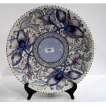 A Charlotte Rhead for Busley Ware charger in blues and purples Condition Report: Available upon
