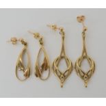 Two pairs of Ola Gorie 9ct gold earrings, weight together 7.6gms Condition Report: Available upon