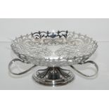 A silver bon bon dish with pierced decoration, Sheffield 1913, 13cm diameter, 157gms Condition