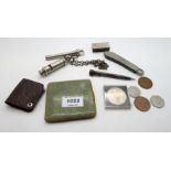 A lot comprising a shagreen cigarette case, whistle, pocket knife etc Condition Report: Available