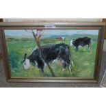 THORA CLYNE M.A Cows grazing, oil on board, 28 x 45cm and four others (5) Condition Report: