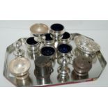 A lot comprising six assorted silver salts, bon bon dishes, peppers etc Condition Report: