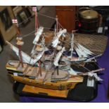 Three model boats, 40cm long and smaller Condition Report: Available upon request