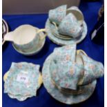 A Shelley Marguerite pattern teaset comprising six cips, saucers and plates, milk jug, sugar bowl