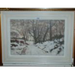 HAROLD STOREY Winter landscape, signed, oil on board, 37 x 55cm Condition Report: Available upon