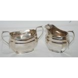 A silver cream and sugar bowl, Birmingham 1933, 403gms Condition Report: Available upon request