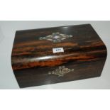 A Coromandel and mother of pearl inlaid writing slope, 34cm wide Condition Report: Available upon